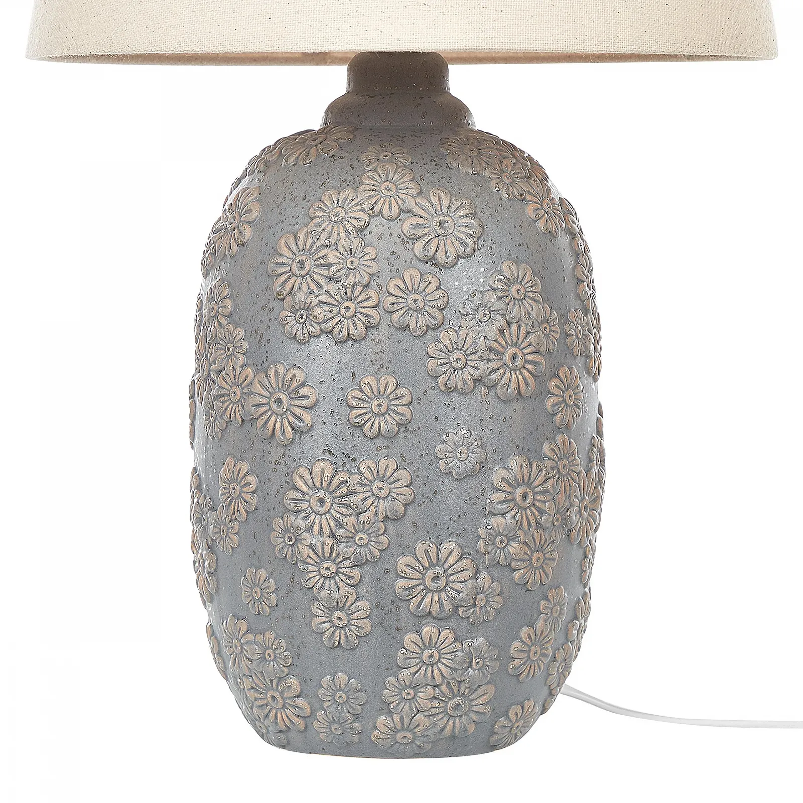 Настільна лампа Beliani Ferrey 46 см керамічна з тканинним абажуром сіра/бежева, фото №6