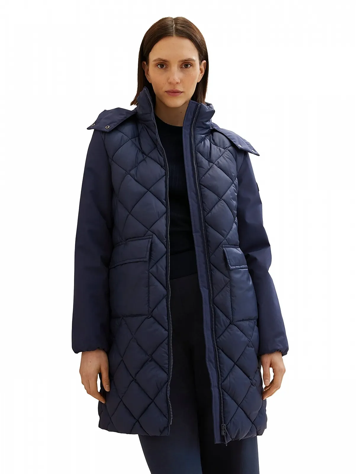 Жіноче стьобане пальто TOM TAILOR зі знімним капюшоном і кишенями, фото №2
