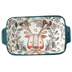 Форма для запекания керамическая прямоугольная с ручками и рисунком животных 22 x 12 см Style 4Baking - Фото 1