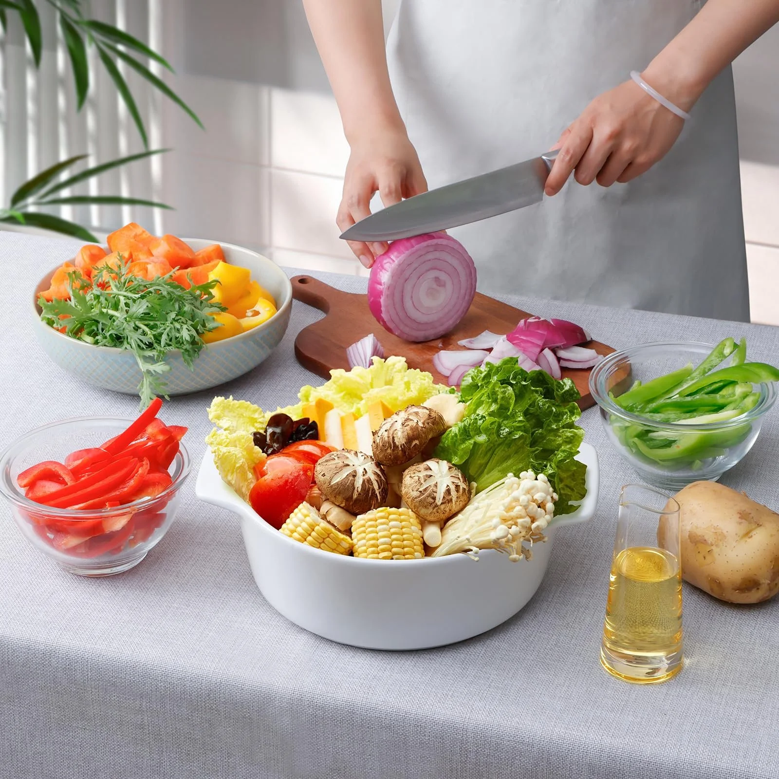 Гусятниця для запікання NUTRIUPS кругла керамічна з кришкою 23 см біла, фото №7