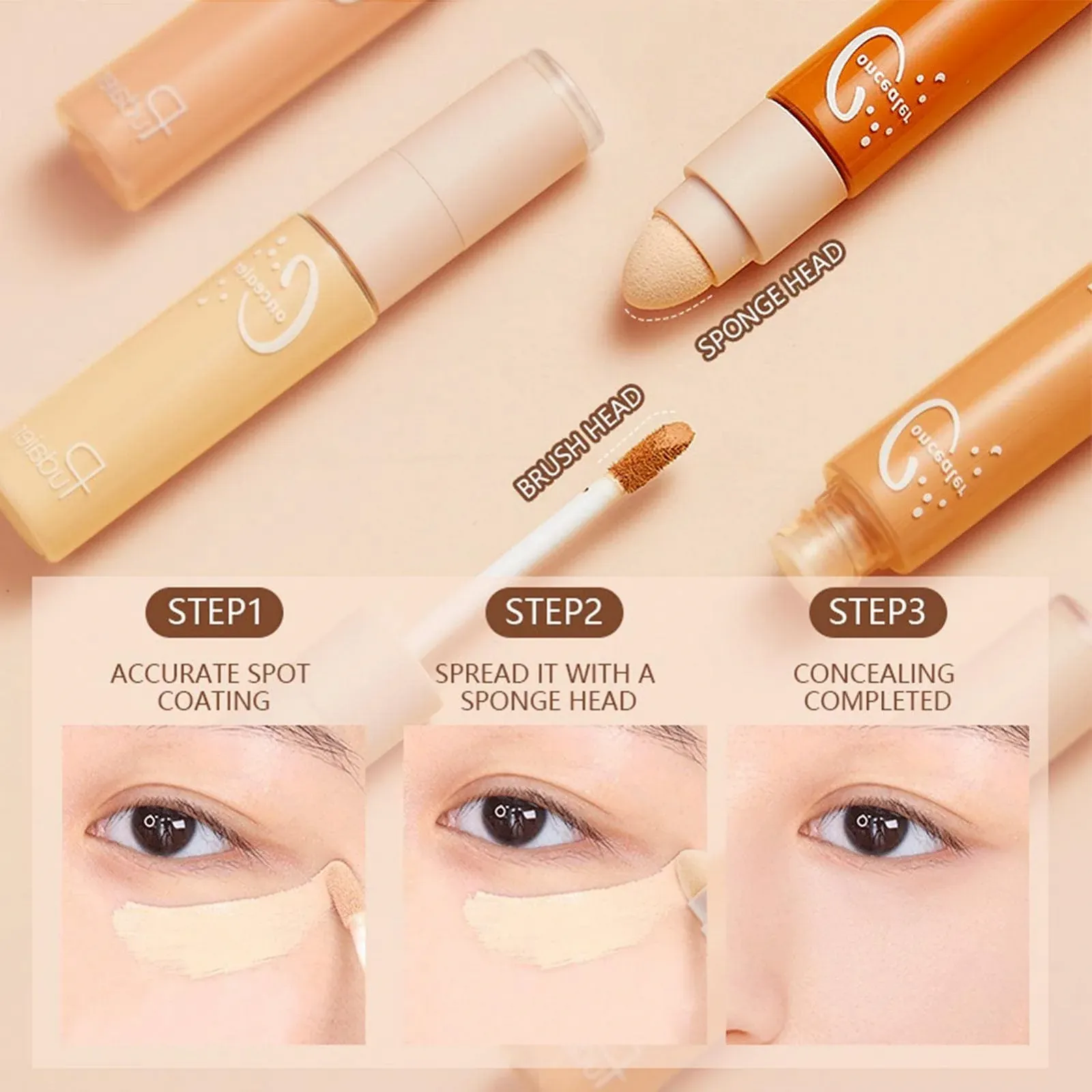 Консилер-стік Coobaa для обличчя двосторонній коректор, фото №5