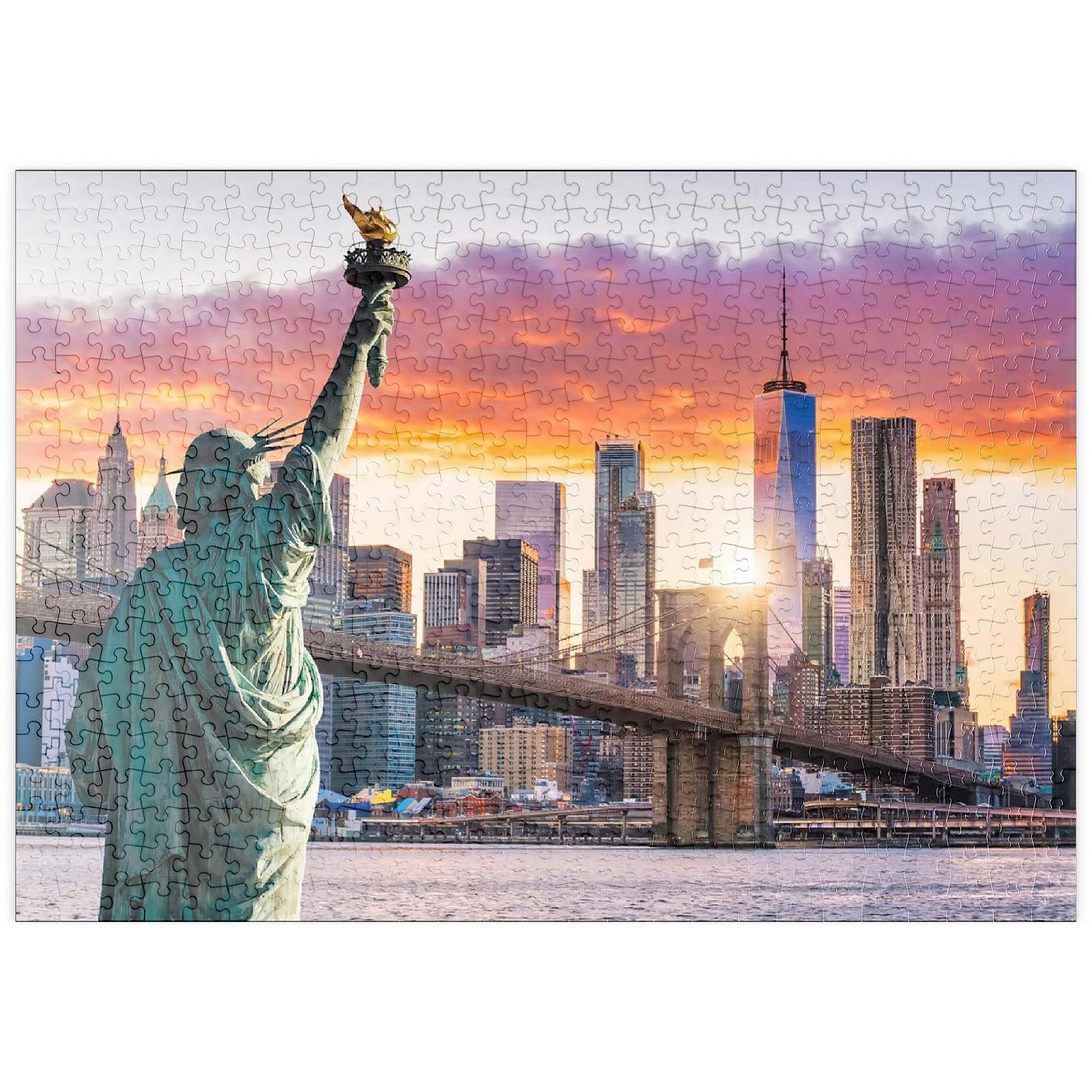 Пазл MyPuzzle Special Collection by Puzzle Galaxy Statue of Liberty and New York City Silhouette at Sunset, USA 500 деталей, фото №1