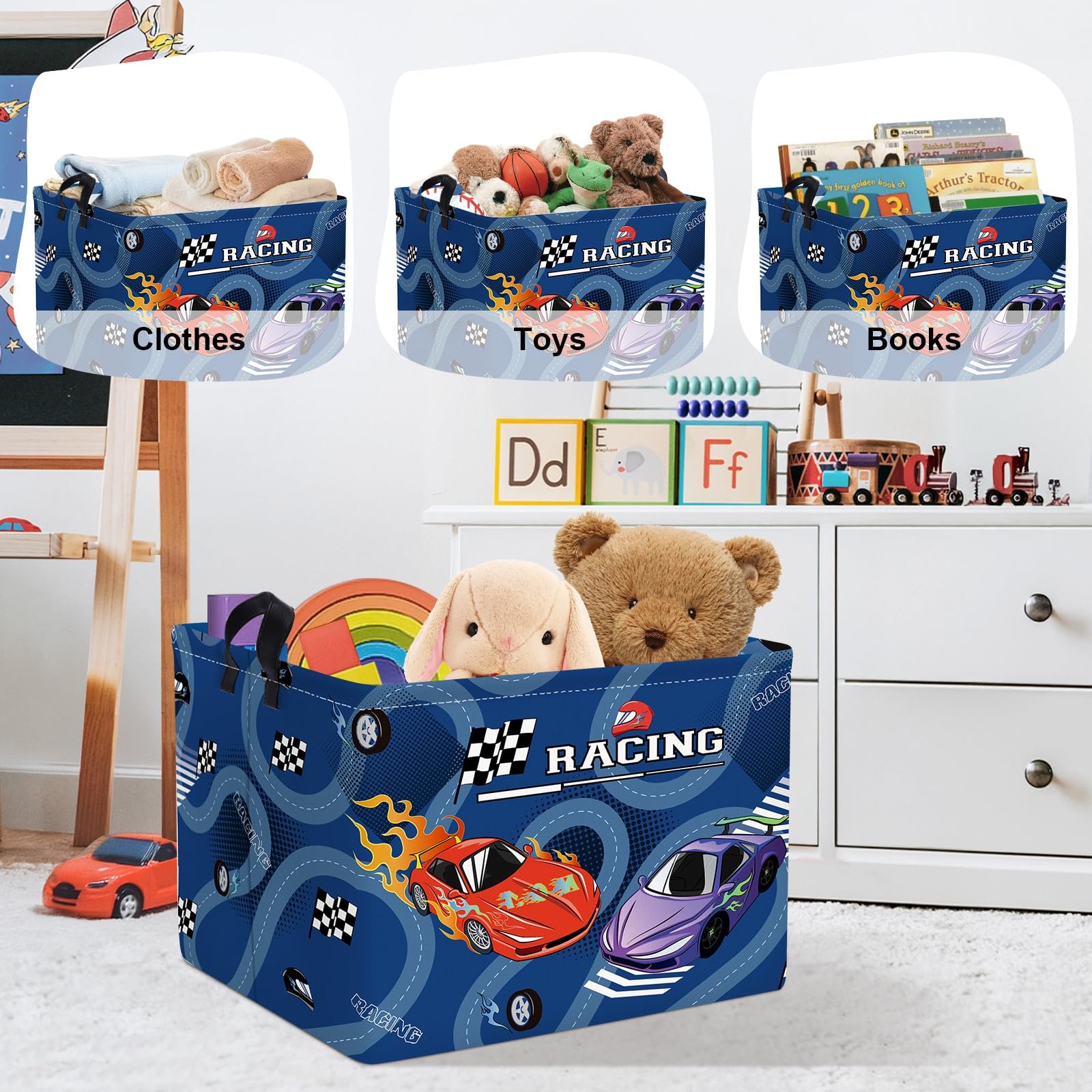 Корзина для игрушек Детская HUUMONSS Гоночная машина, голубой, 36 л, фото №5