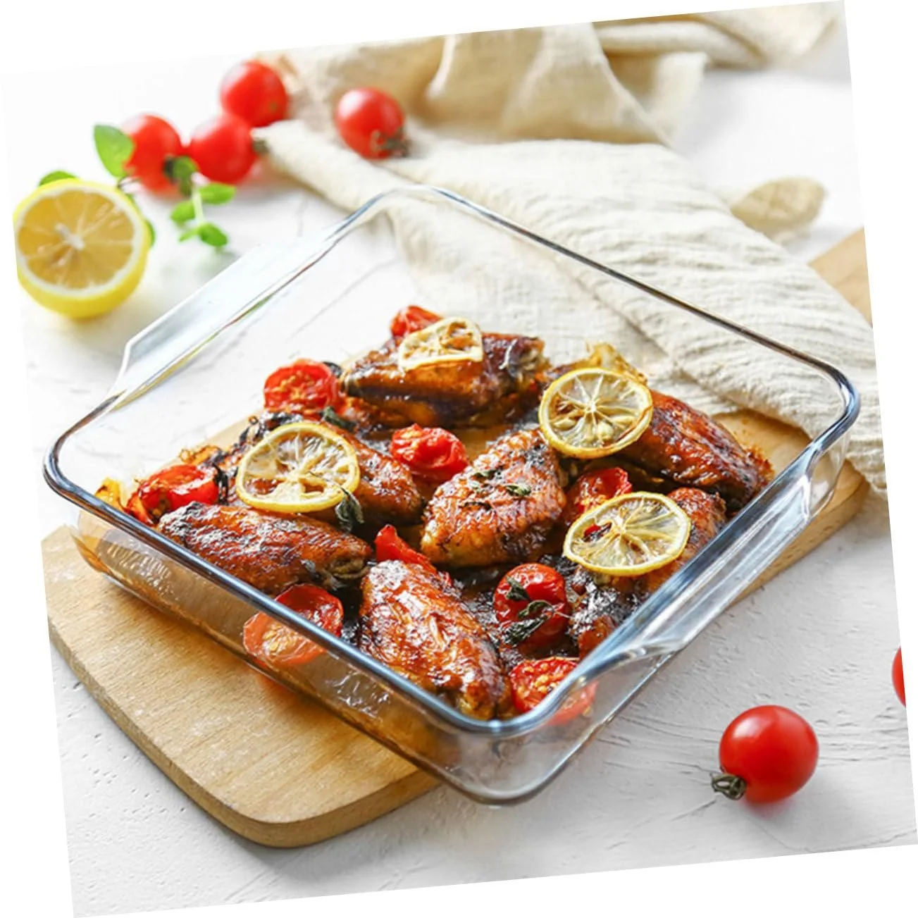 Форма для запекания стеклянная термостойкая с двойными ручками для духовки и микроволновой печи, фото №7