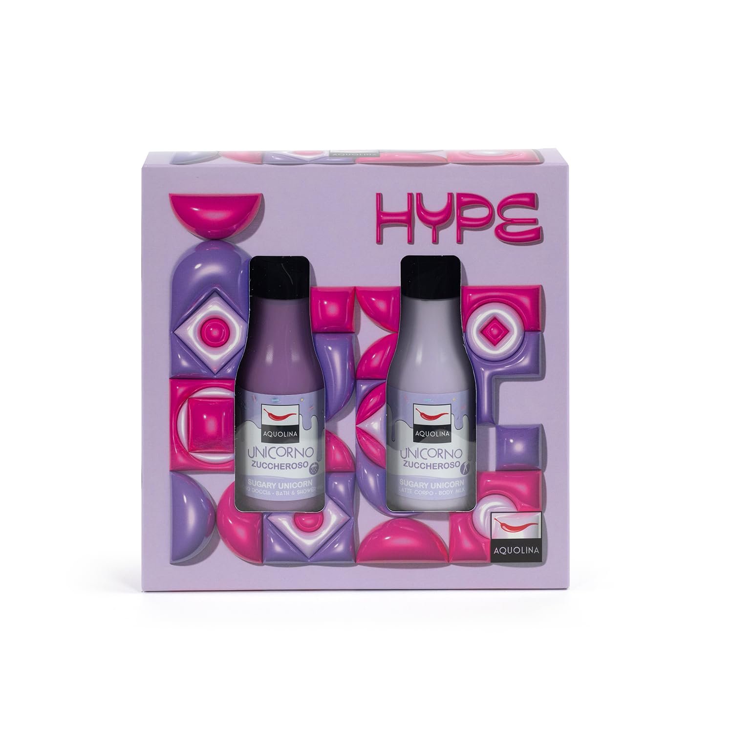 Гель для душу та молочко для тіла AQUOLINA HYPE! Sugar Sweet Unicorn 125 мл + 125 млBase, фото №1