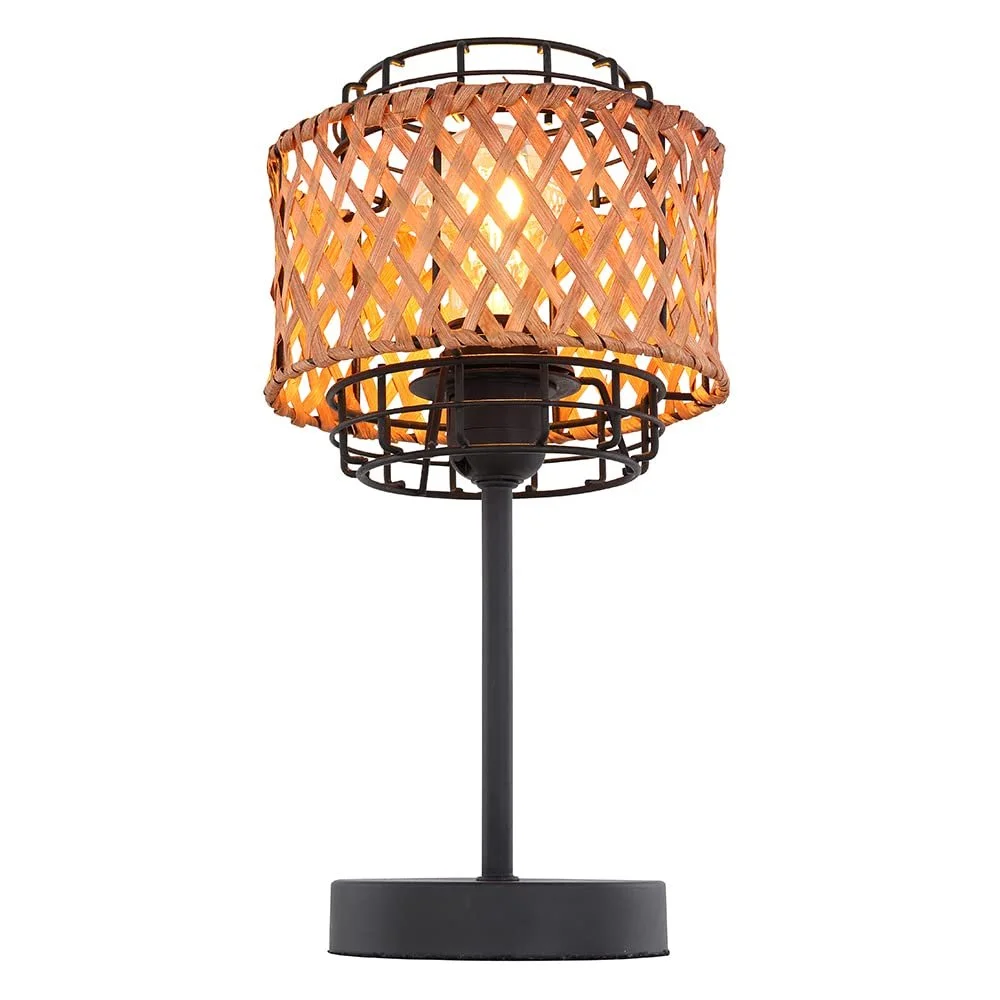 Настольная лампа металлический бамбуковый каркас 1x E27 Ø17 x 32 см Black, фото №6