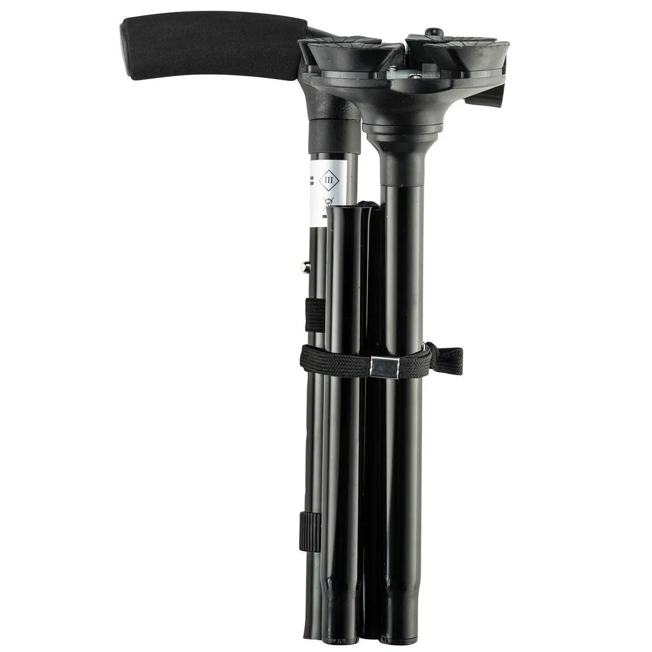 Трость для ходьбы с 4 опорами телескопическая и фонариком Ultimate Magic Cane черная складная, фото №3