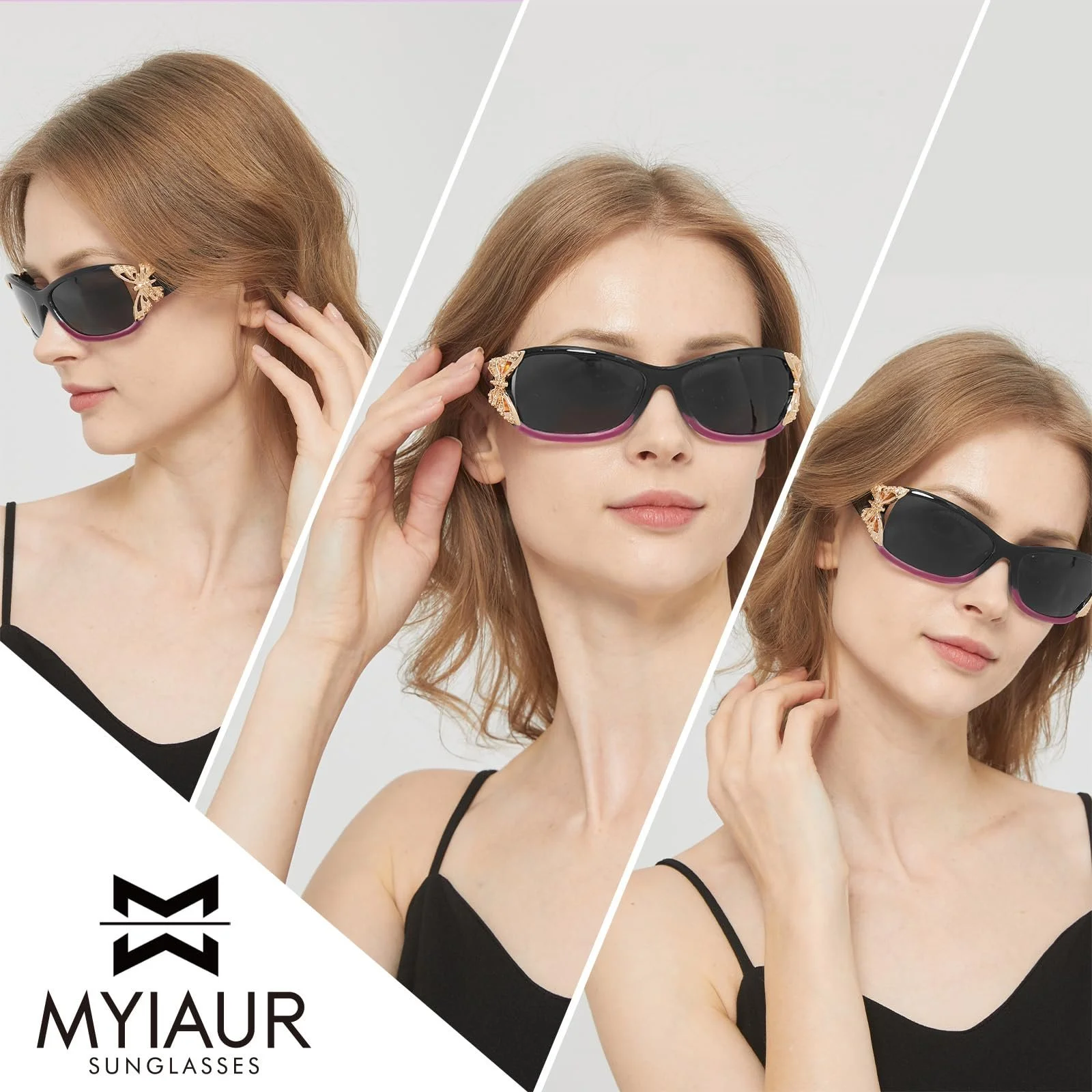 Сонцезахисні окуляри Жіночі Myiaur, 2 шт., поляризовані, захист UV400, облягаюча оправа, прикраса у вигляді метелика, фото №2