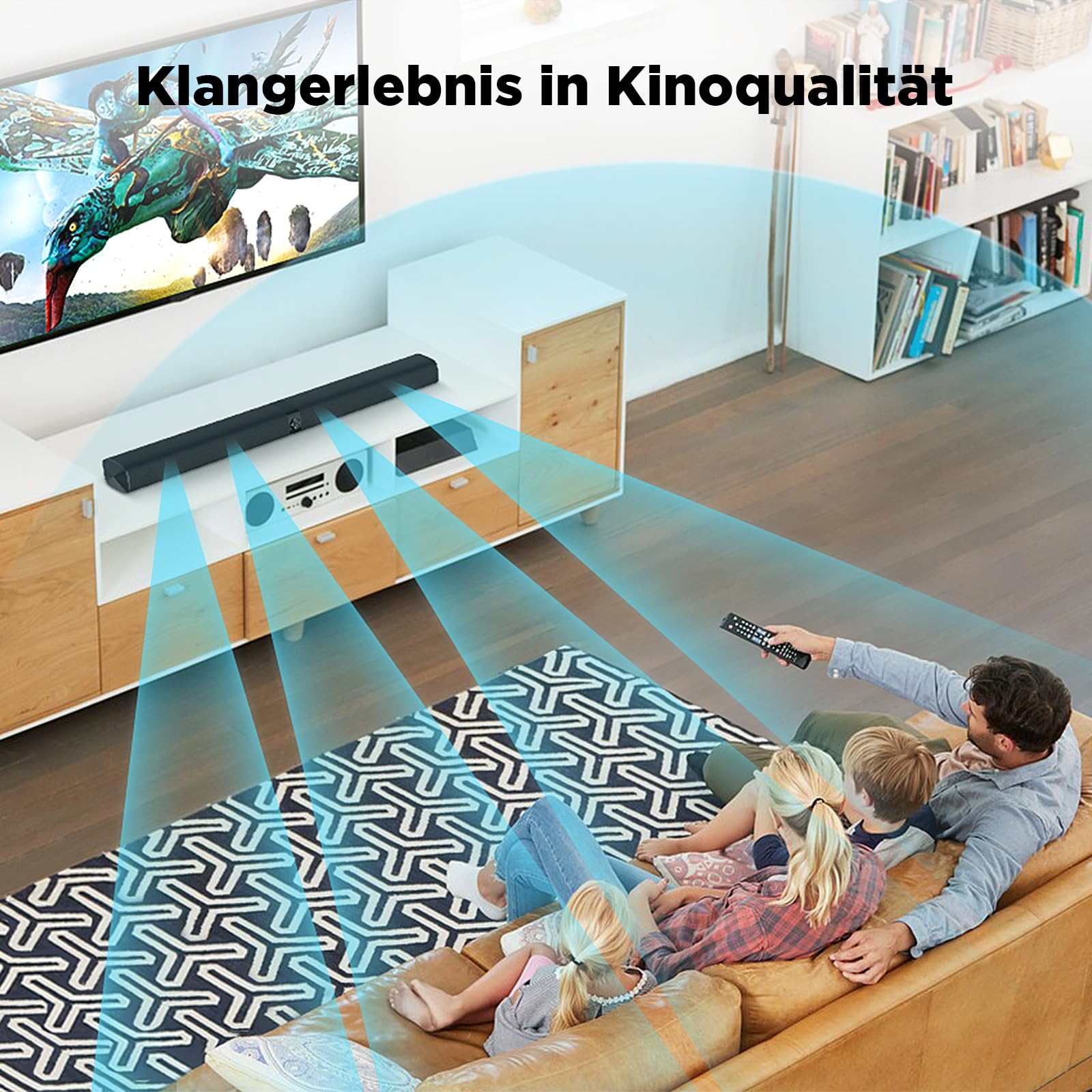 Саундбар GarageRock для телевізорів 90 Вт 5.0 Bluetooth 3D Surround Sound ARC/Optical/Aux Кріплення на стіну Чорний, фото №2