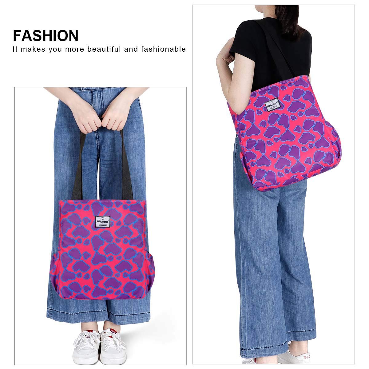 Сумка Hawee, жіноча, з блискавкою, повсякденна, велика, господарська, водонепроникна, рожева, фото №4