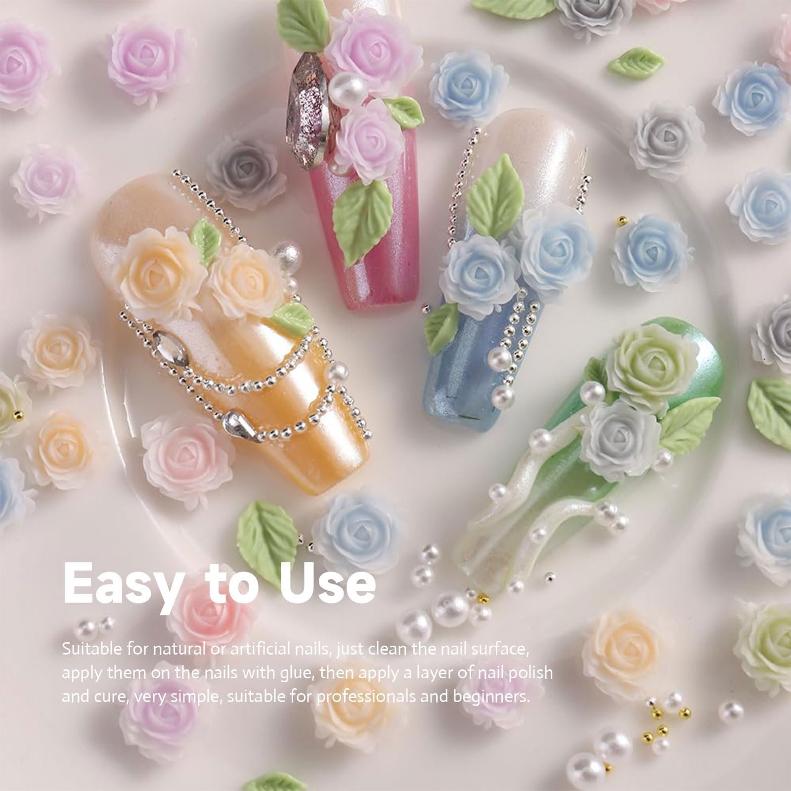 Подвески для ногтей Цветы 3D Цветы для ногтей Роза/Камелия Разноцветные, 2 шт, фото №6