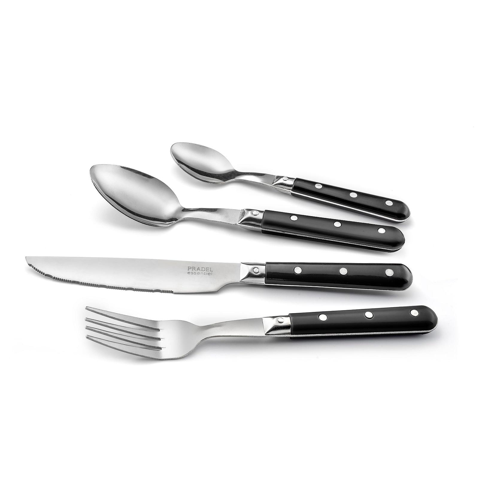 Набор столовых приборов Pradel Essentiel Bistro Club на 6 персон, 24 предмета, нержавеющая сталь 18/0, стандартная отделка, черный, фото №3
