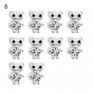 3D Украшения для ногтей (10 шт. в упаковке) Золото Серебро Медведь Кролик Астронавт synthetic.ua - Фото 1