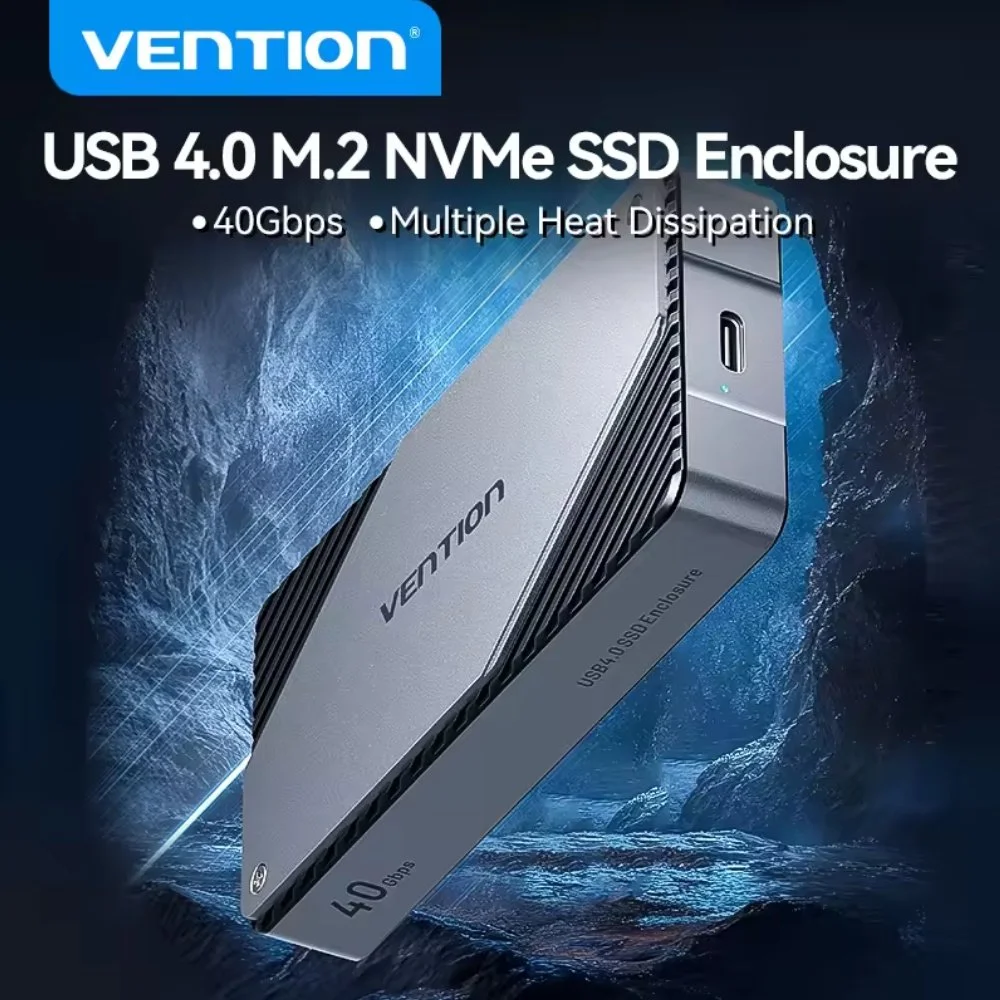 Внешний карман Vention KPZ 40Gbps M.2 NVMe SSD to USB4, Thunderbolt 4 Grey, фото №2 Внешний карман Vention KPZ 40Gbps M.2 NVMe SSD to USB4, Thunderbolt 4 Grey, фото №2