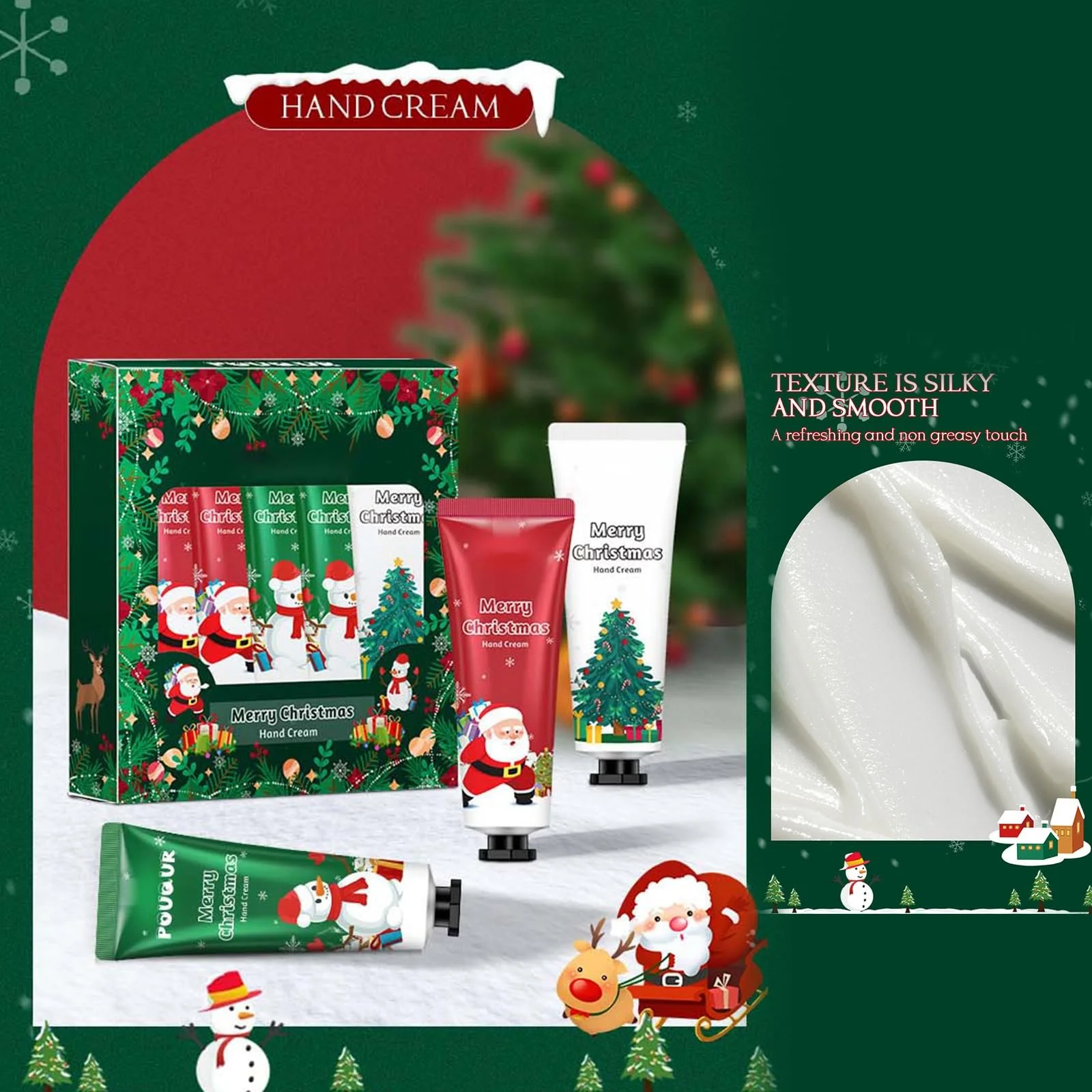 Набір кремів для рук Різдвяний, 5 шт в упаковці, фото №2 Набір кремів для рук Різдвяний, 5 шт в упаковці, фото №2
