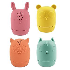 Игрушка для ванны Силиконовые животные, набор 4 шт (сова, кролик, кот, медведь) - Фото 1