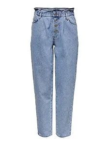 Штаны с высокой посадкой ONLY ONLCuba Life Slouchy Женские Голубой synthetic.ua - Фото 1