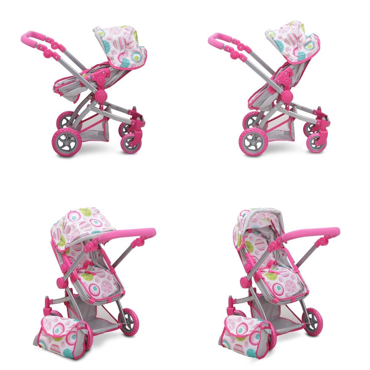 Коляска Moni 9651B Регульована Ручка Козирок Сумка Рожевий, фото №5