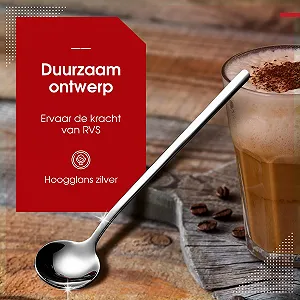 Ложки для лате макіато, набір 8 шт, 17 см, довга synthetic.ua - Фото 1