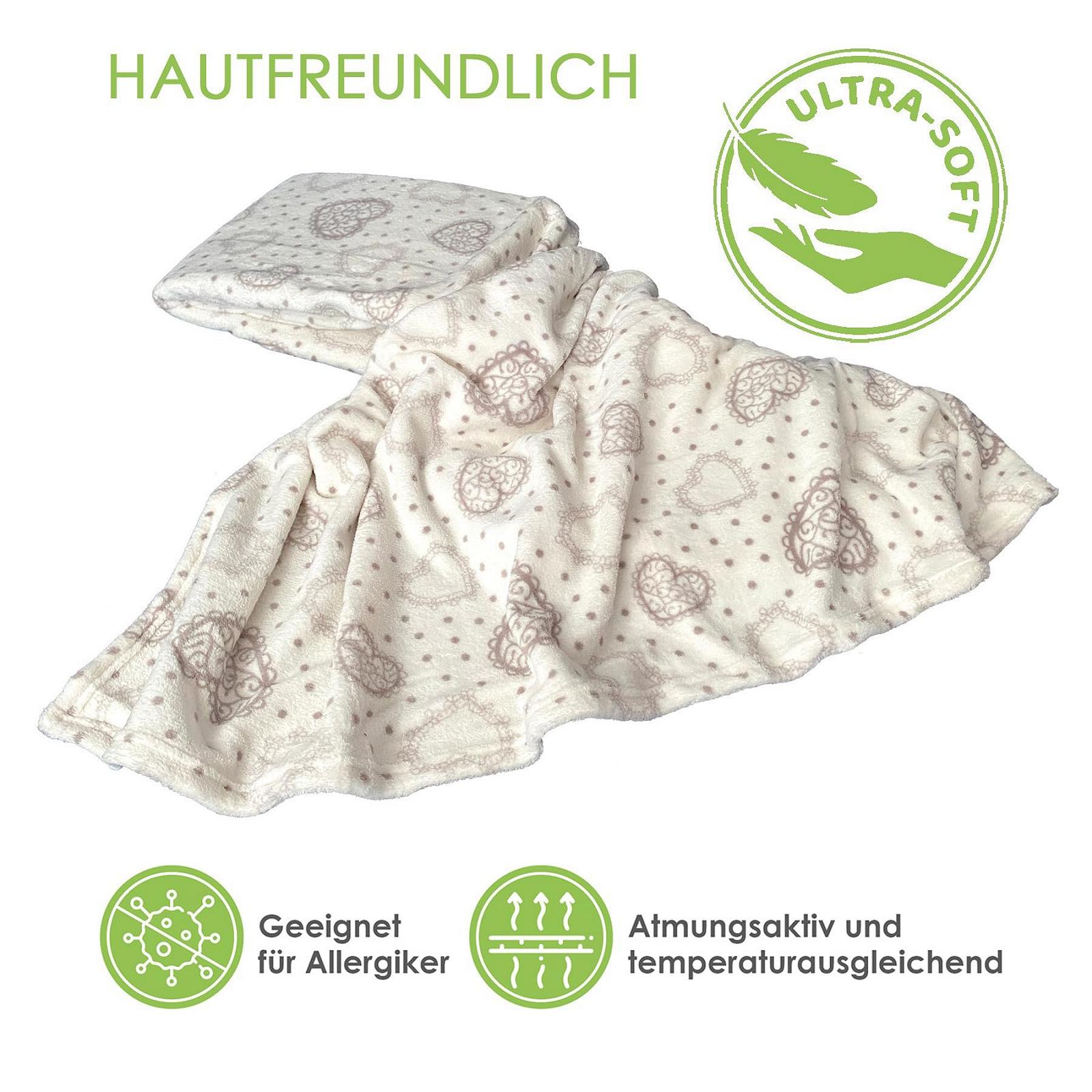 Покривало heimtexland XL кантрі шик з сердечками в кремовому кольорі, дуже м'яка, безворсова, кантрі хаус, 150 x 200 см, тип 283, фото №3 Покривало heimtexland XL кантрі шик з сердечками в кремовому кольорі, дуже м'яка, безворсова, кантрі хаус, 150 x 200 см, тип 283, фото №3