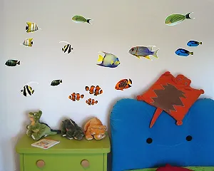 Набір наклейок на стіну Fish Ocean Sea 22 штуки різнокольорові 30x20 см synthetic.ua - Фото 1