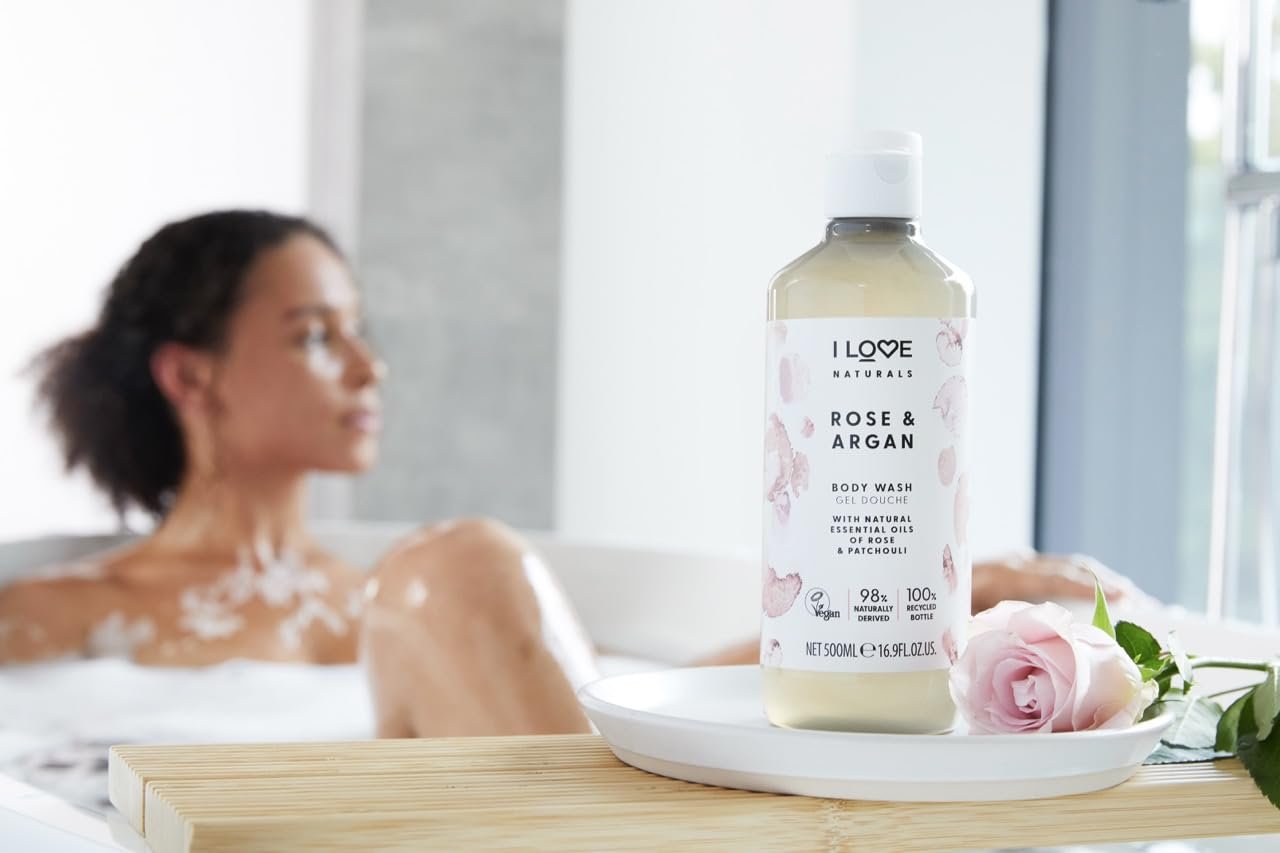 Гель для душу I Love Naturals Rose & Argan з оліями троянди та пачулі 3 x 500 мл, фото №7