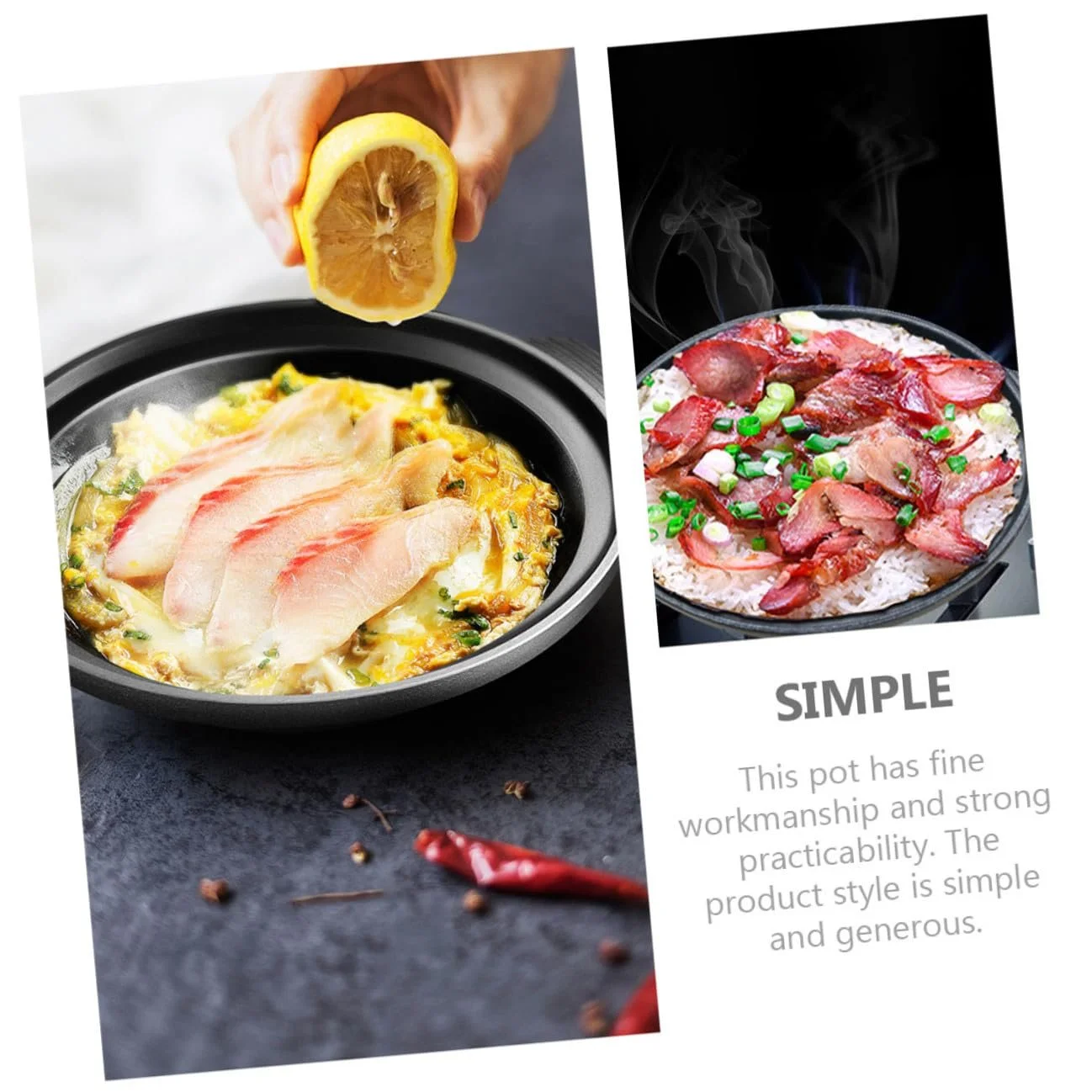 Кастрюля чугунная с антипригарным покрытием эргономичной ручкой для риса и тушения, фото №7