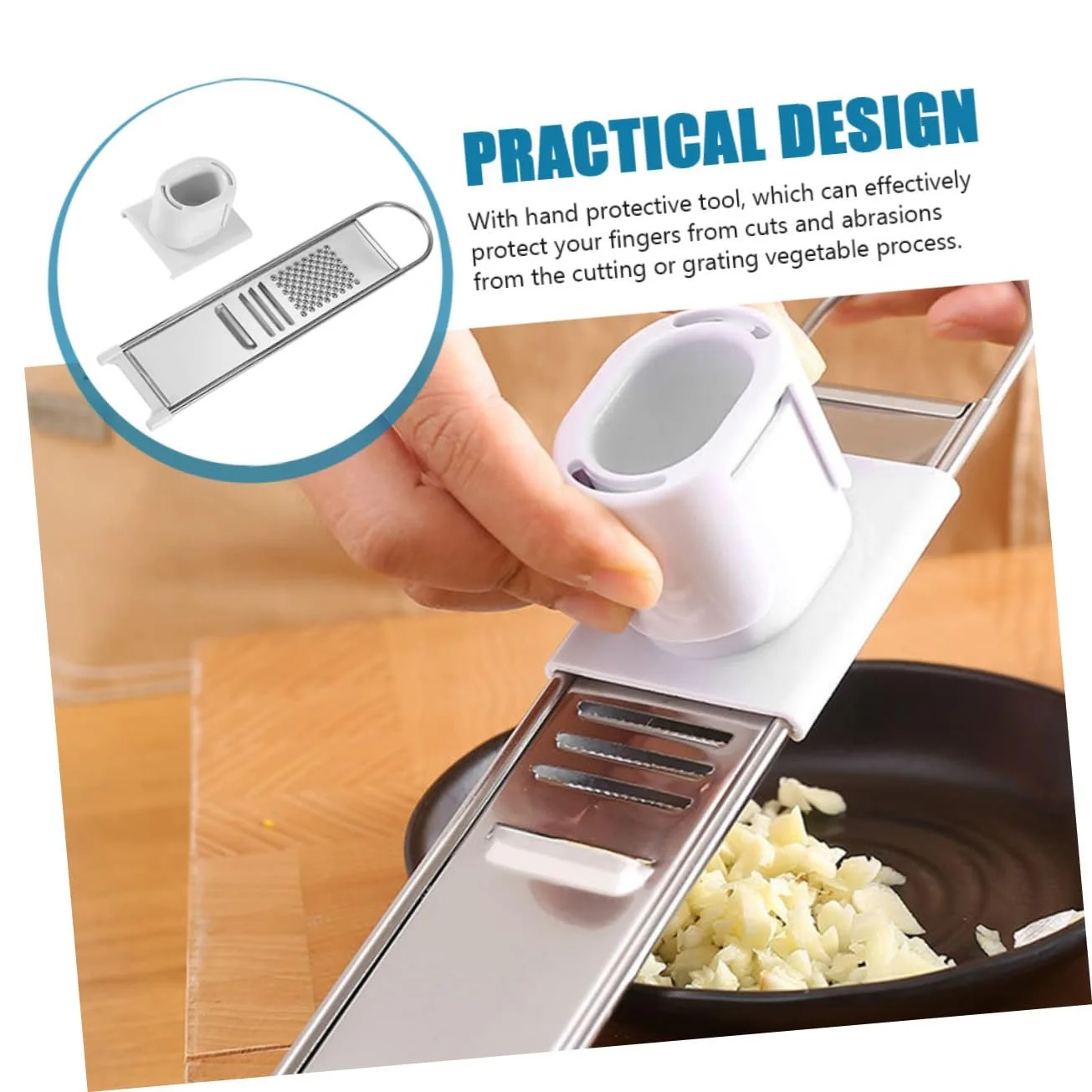 Ручна терка VALICLUD з нержавіючої сталі для овочів, сиру з захистом для рук, фото №6