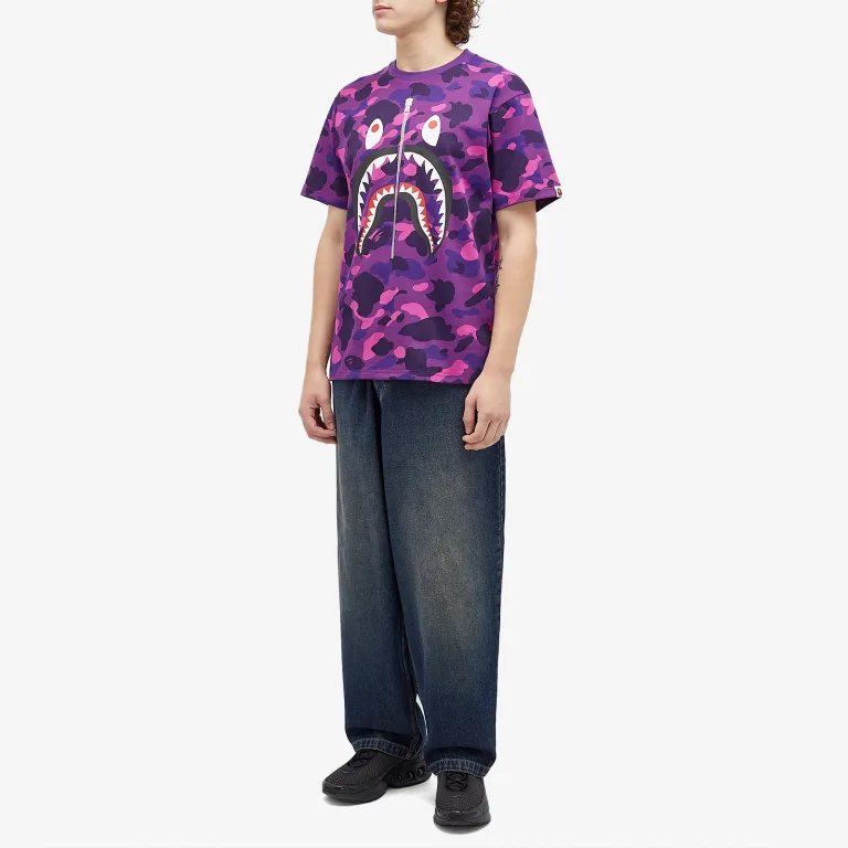 Футболка Bape Purple Camo Shark Tee M Фиолетовый камуфляж, фото №4