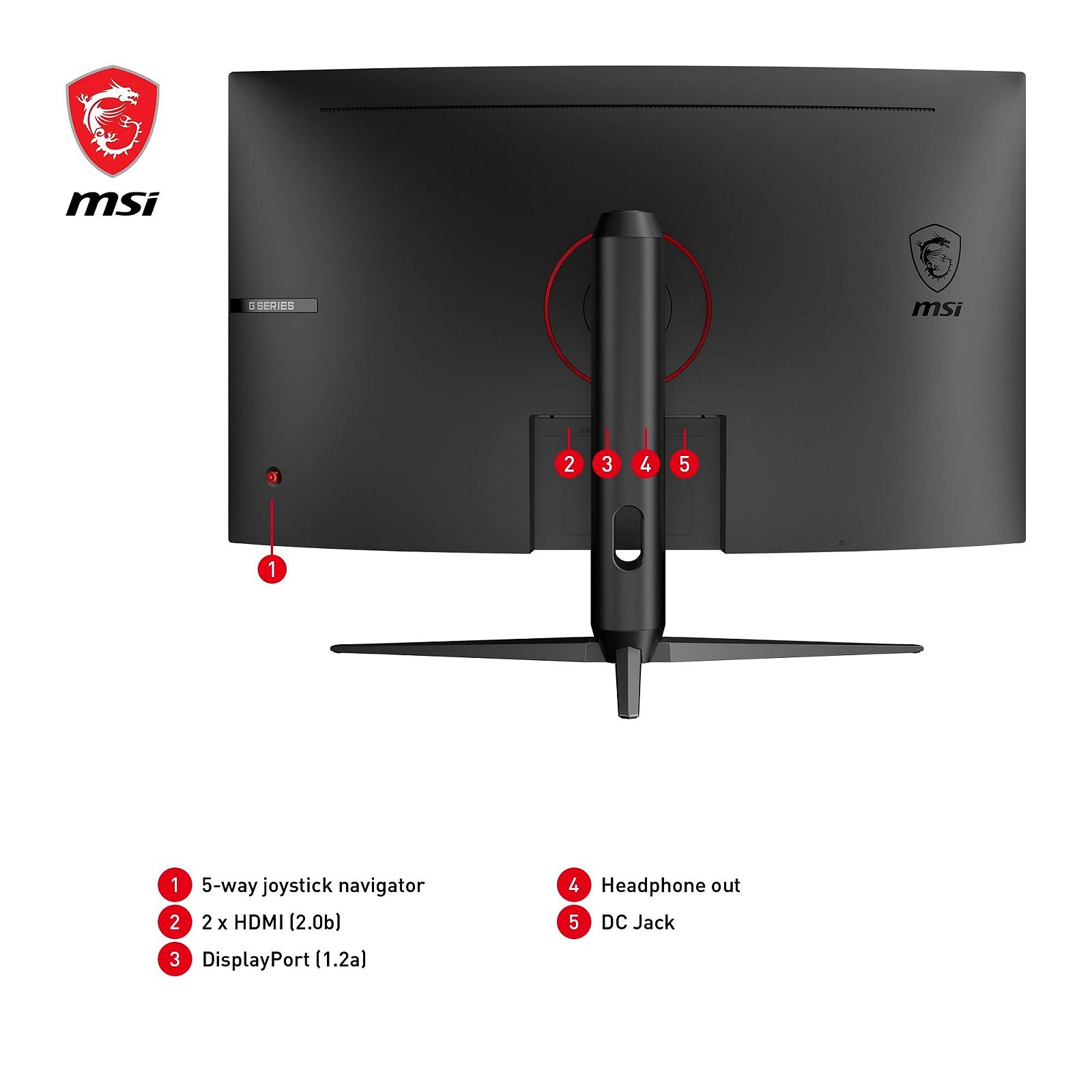 Монитор MSI G32CQ5P 31.5 дюймов WQHD Curved Gaming - 1500R 2560 x 1440 VA 170Hz / 1ms Adaptive Sync 3-Way Adjustable Stand DP 1.2a HDMI 2.0b CEC, фото №7