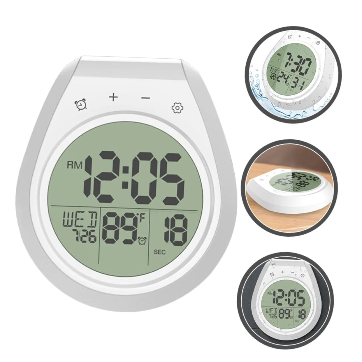 Цифровий настінний годинник FUNOMOCYA з термометром для кухні, підвісний для ванної кімнати, фото №5