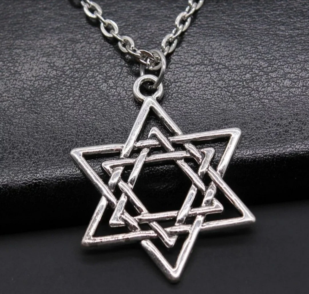 Модний сріблястий ланцюжок унісекс зірка Давида, фото №1