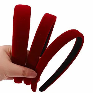 Обруч Бархатный Женский Широкий 3 шт Красный - Фото 1