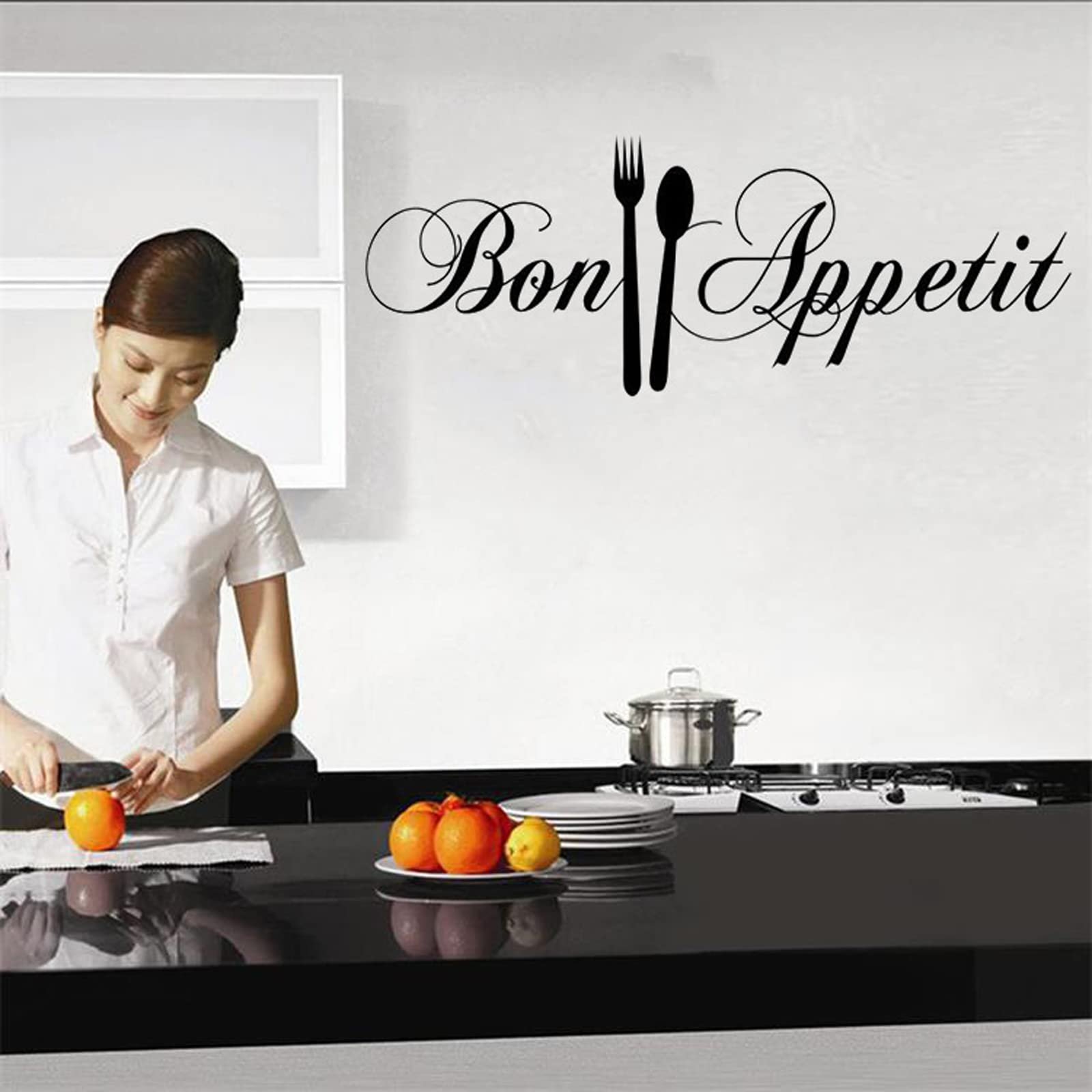 Наклейка на стіну Bon Appetit Quote 58 x 18 см чорний, фото №5 Наклейка на стіну Bon Appetit Quote 58 x 18 см чорний, фото №5