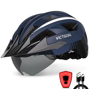 Шолом велосипедний Victgoal MTB з магнітними окулярами та козирком, 21 вентиляційний отвір - Фото 1