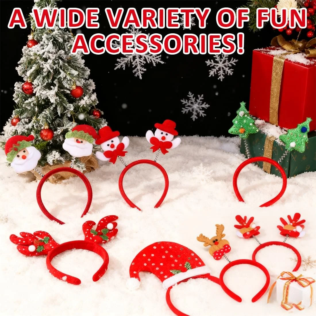 Набір із 6 Різдвяних прикрас для голови, обруч з оленячими рогами, фото №3 Набір із 6 Різдвяних прикрас для голови, обруч з оленячими рогами, фото №3