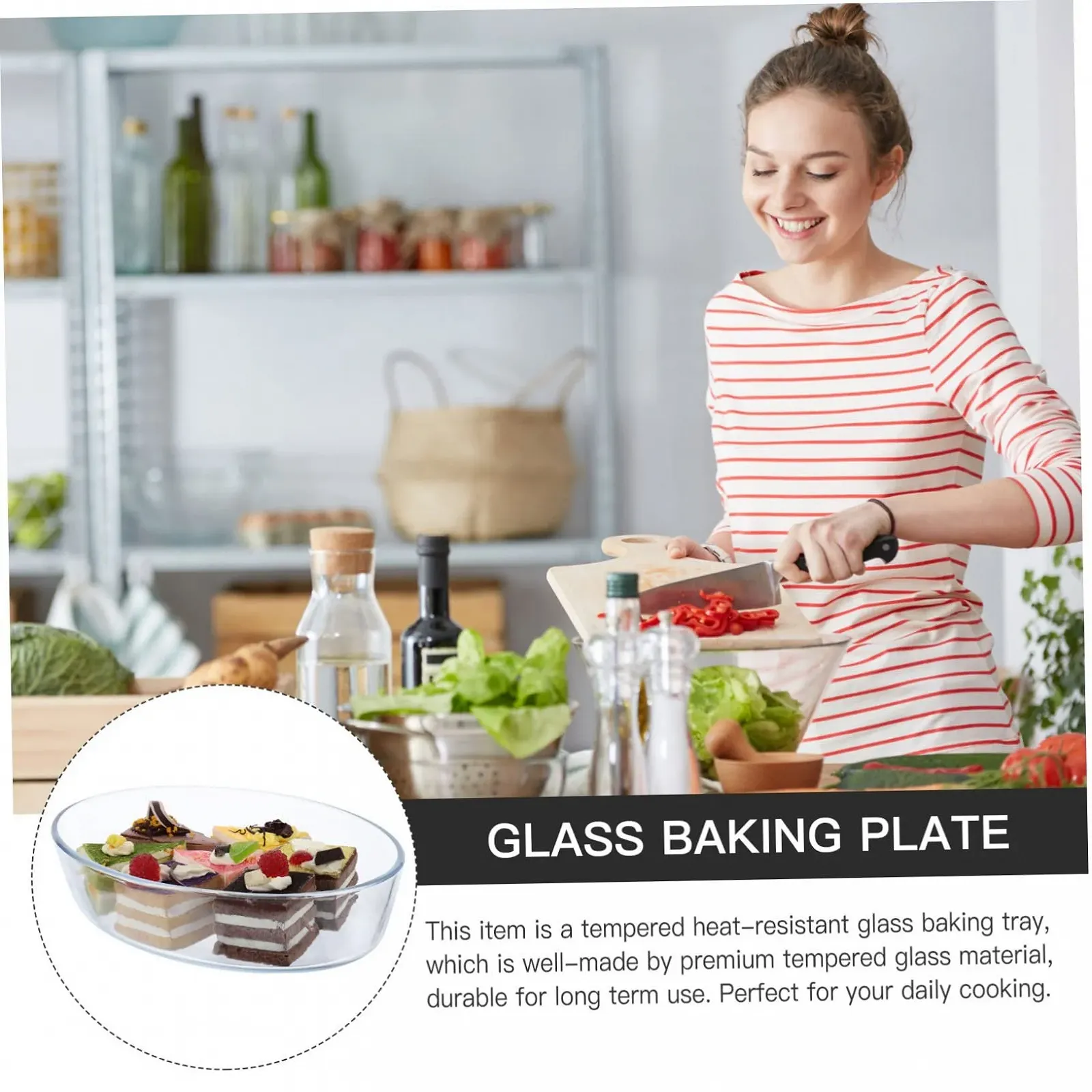 Форма для запекания GLEAVI Овальная Термостойкое стекло Закругленные края, фото №5