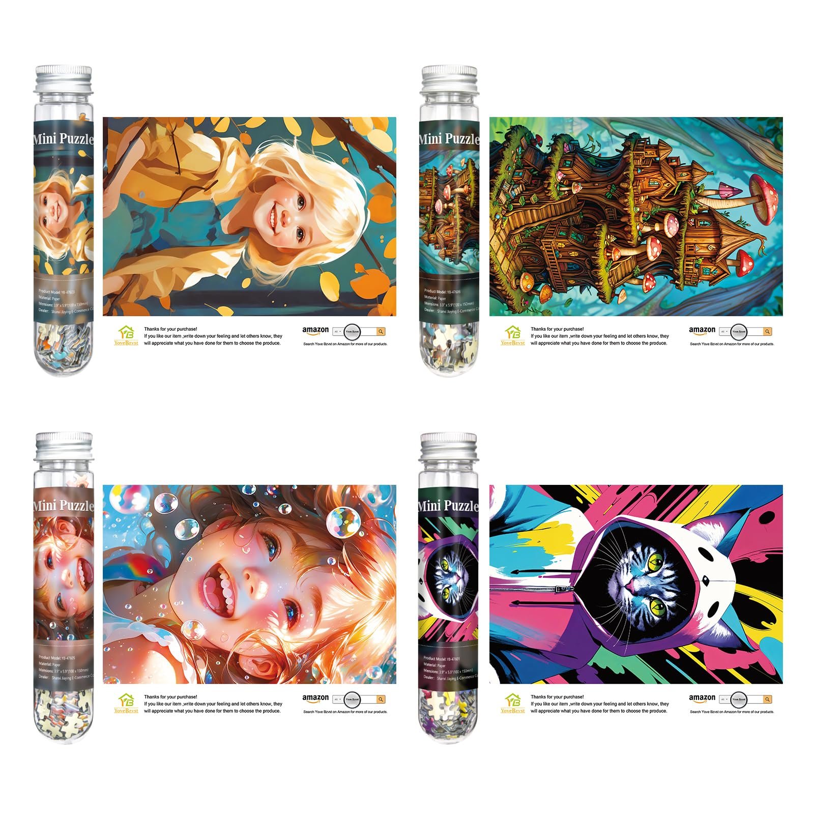 Міні-пазли 234 елементи 8 шт. Мікропазл у пробірці для дорослих 15 x 10 см 6 x 4 дюйми, фото №3