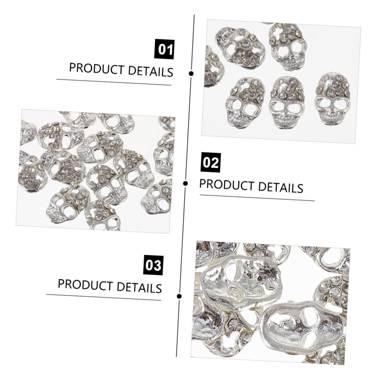 Стрази для нігтів FRCOLOR у вигляді черепа 3D прикраси для манікюру, фото №3