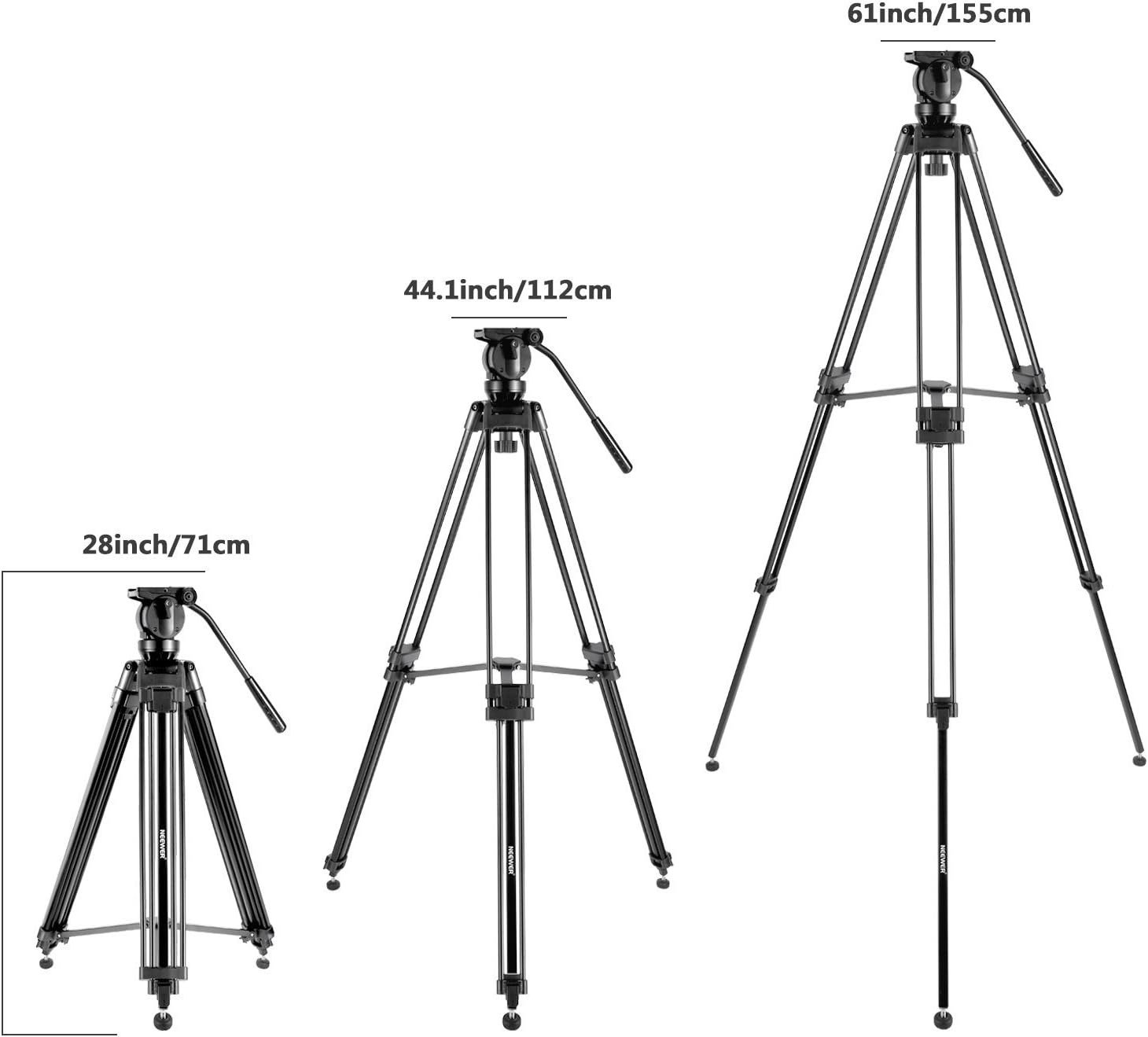 Штатив NEEWER 155 см з гідравлічною головкою, що обертається на 360 градусів Чорний, фото №5