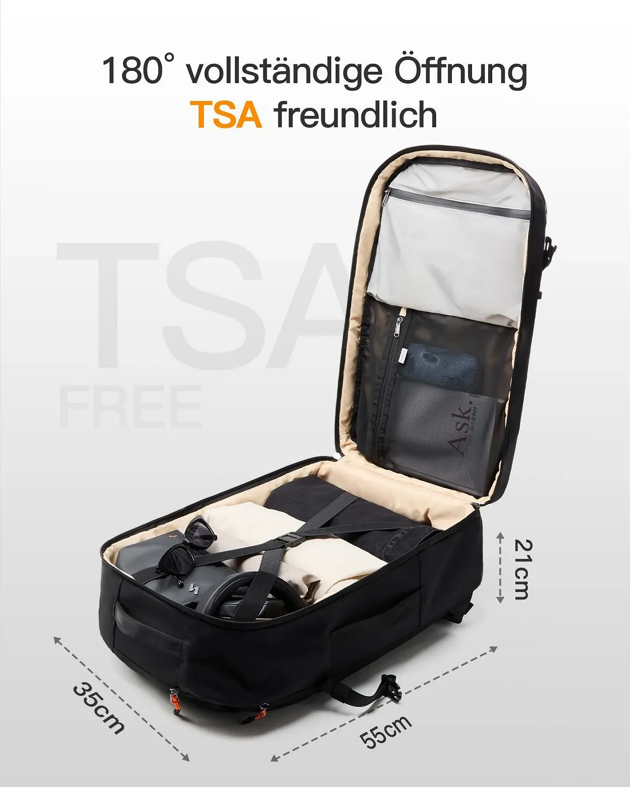 Рюкзак для ноутбука Inateck Lightour—BPX33 15.6-16 дюймов дорожный 39L TSA, фото №3