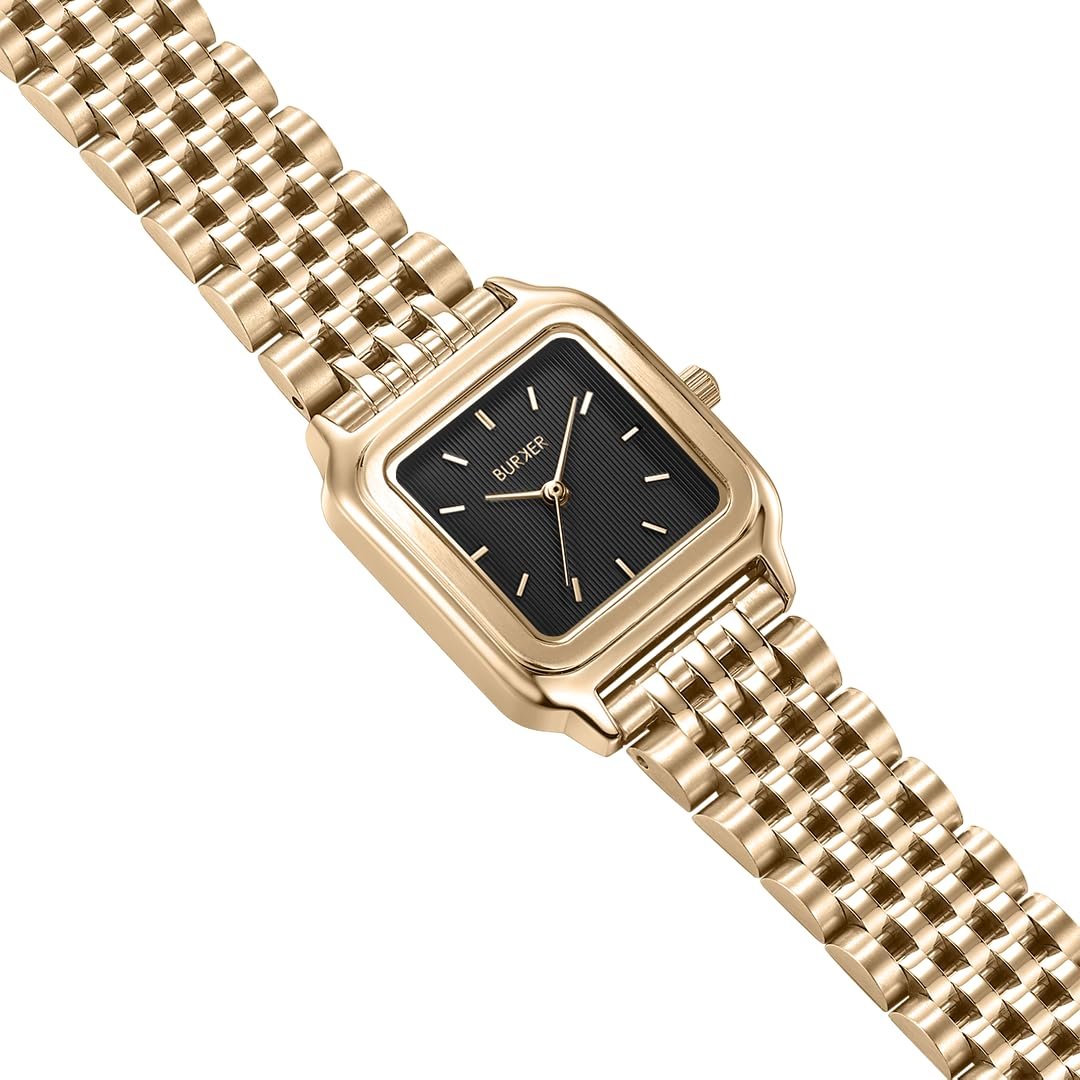 Жіночий годинник BURKER Браслет з ланками Нержавіюча сталь Аналоговий Кварцовий 3 ATM Водонепроникний Золотий Чорний, фото №2