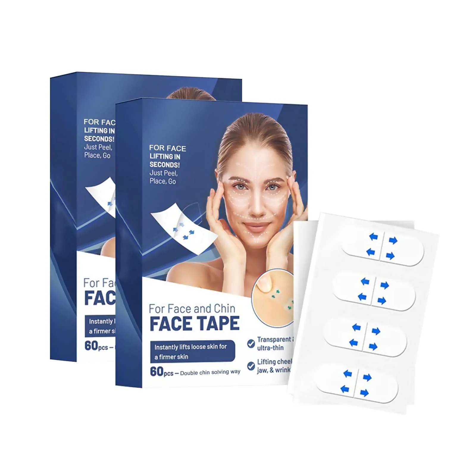 Пластыри для лица невидимые 120 шт, Маска для лица, Лента для подтяжки лица, Двойная упаковка, фото №1