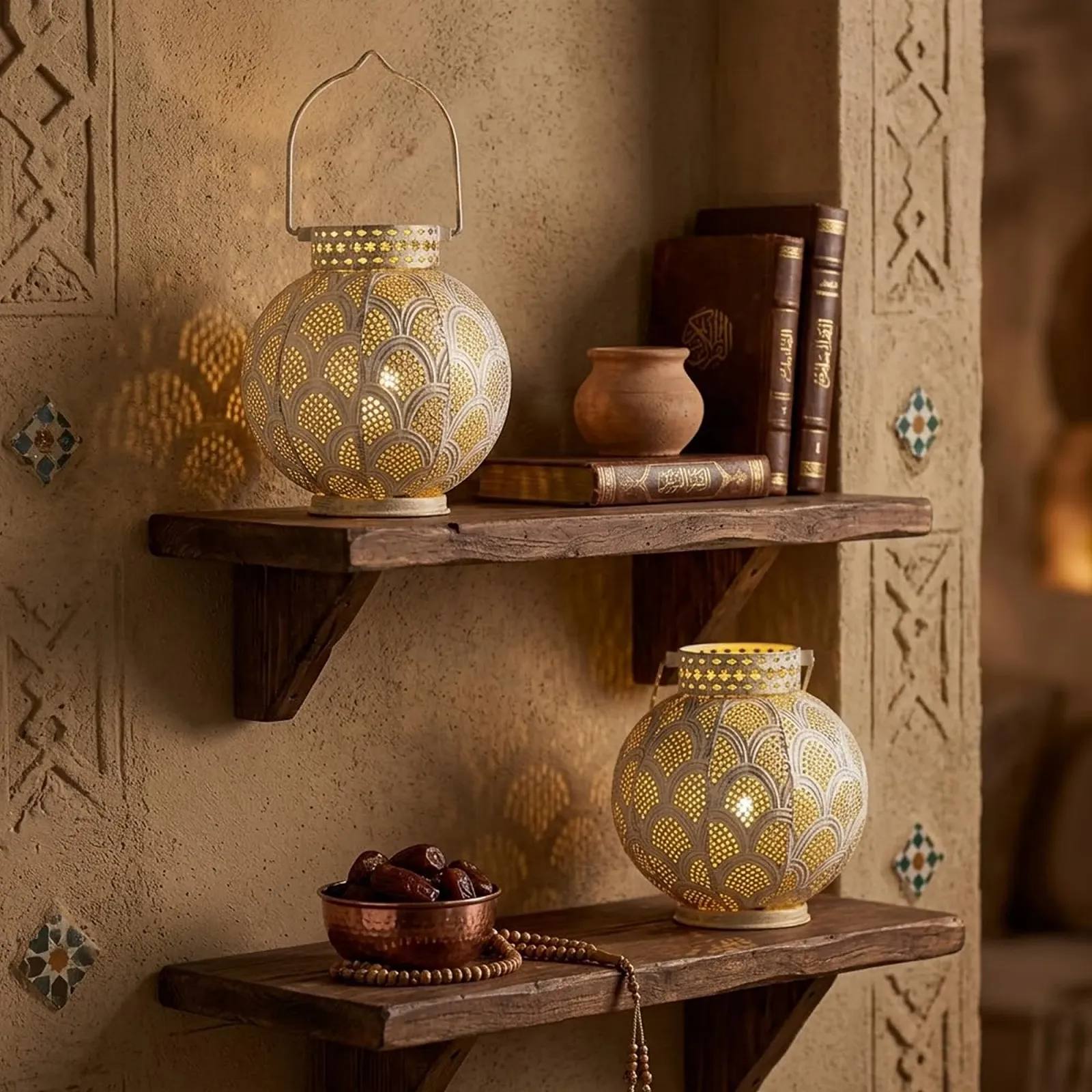 Настільна лампа TRIROCKS Набір з 2 шт. Марокканський стиль 18 см На батарейках Бездротова LED-гірлянда Cream, фото №9