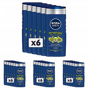 Шампунь-гель для душу NIVEA MEN Energy з екстрактом м'яти 6 x 250 мл (4 упаковки) - Фото 1