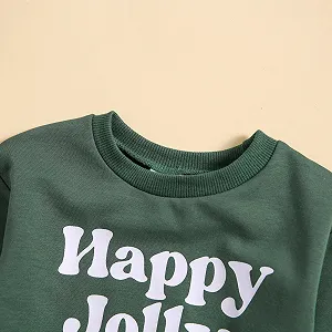 Рождественский джемпер для девочек, малышей, мальчиков и девочек, рождественская футболка с длинными рукавами и буквенным принтом, пуловер, одежда synthetic.ua - Фото 1