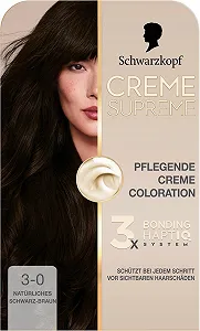 Фарба для волосся Schwarzkopf Creme Supreme 3-0 Натуральний Чорно-Коричневий (4 x 182 мл) synthetic.ua - Фото 1