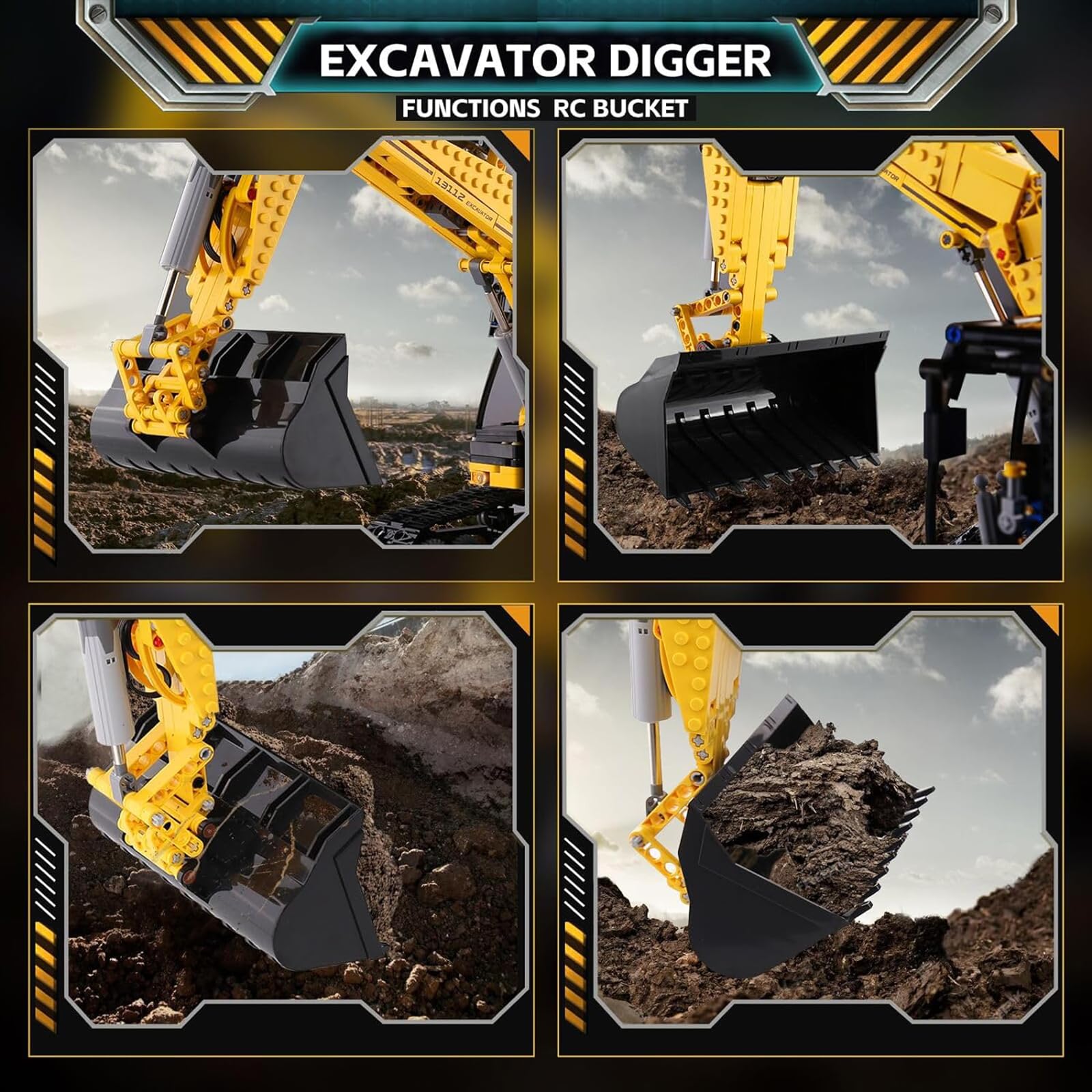 Конструктор Mould King Technik модель екскаватора 4CH Crawler з додатком Жовтий, фото №5