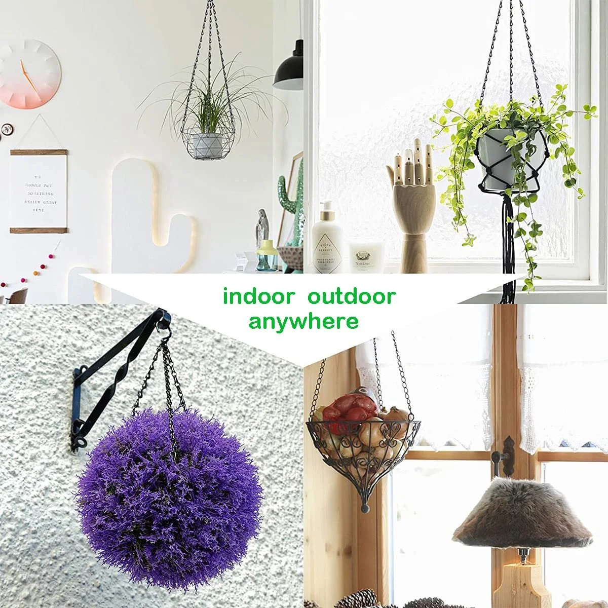 Цепи для подвесных корзин Металл 36 см Черный 4 шт., фото №4