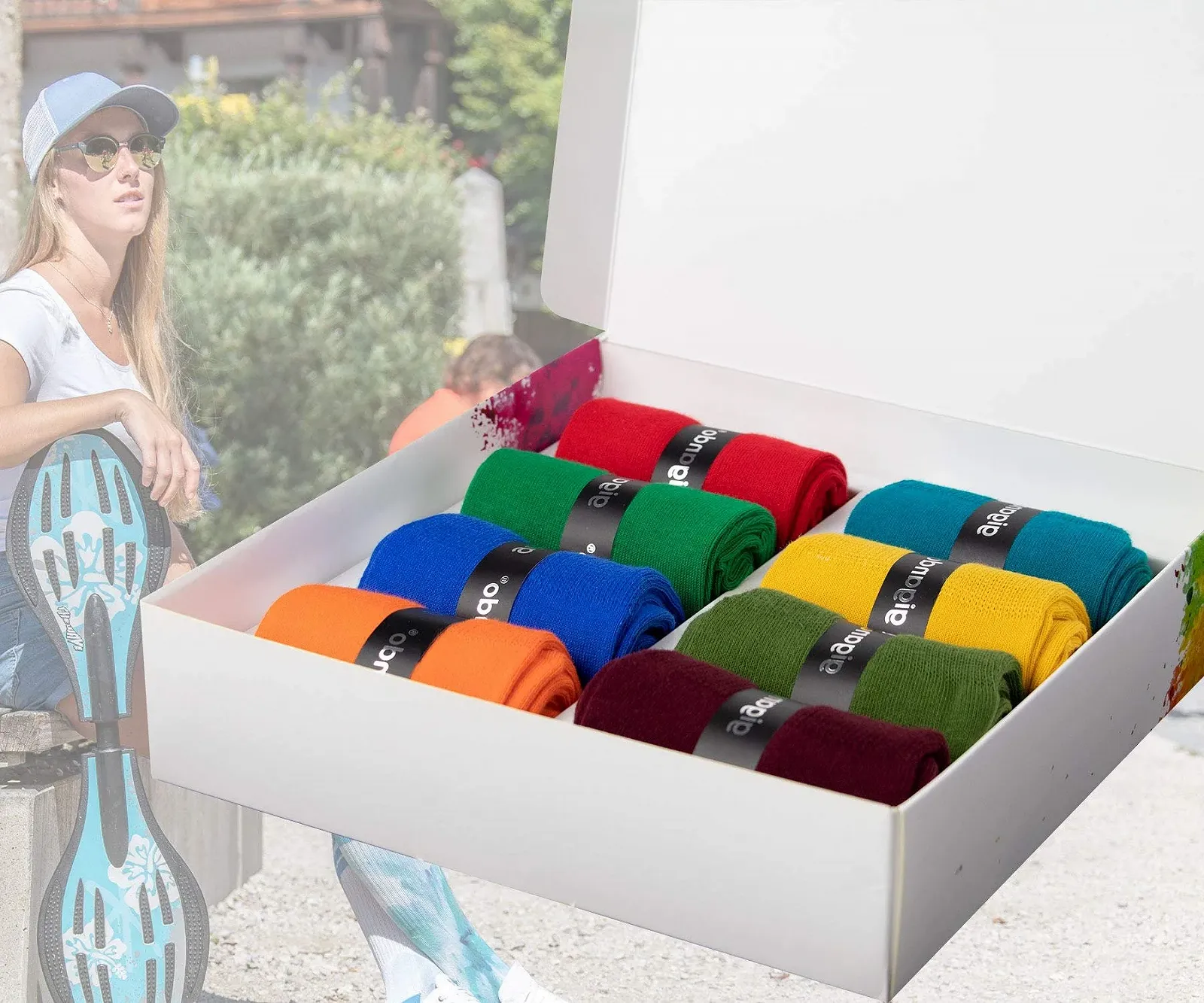 Полосатые цветные бамбуковые носки для женщин, дышащие чулки, 3 пары цветных полосок, фото №2